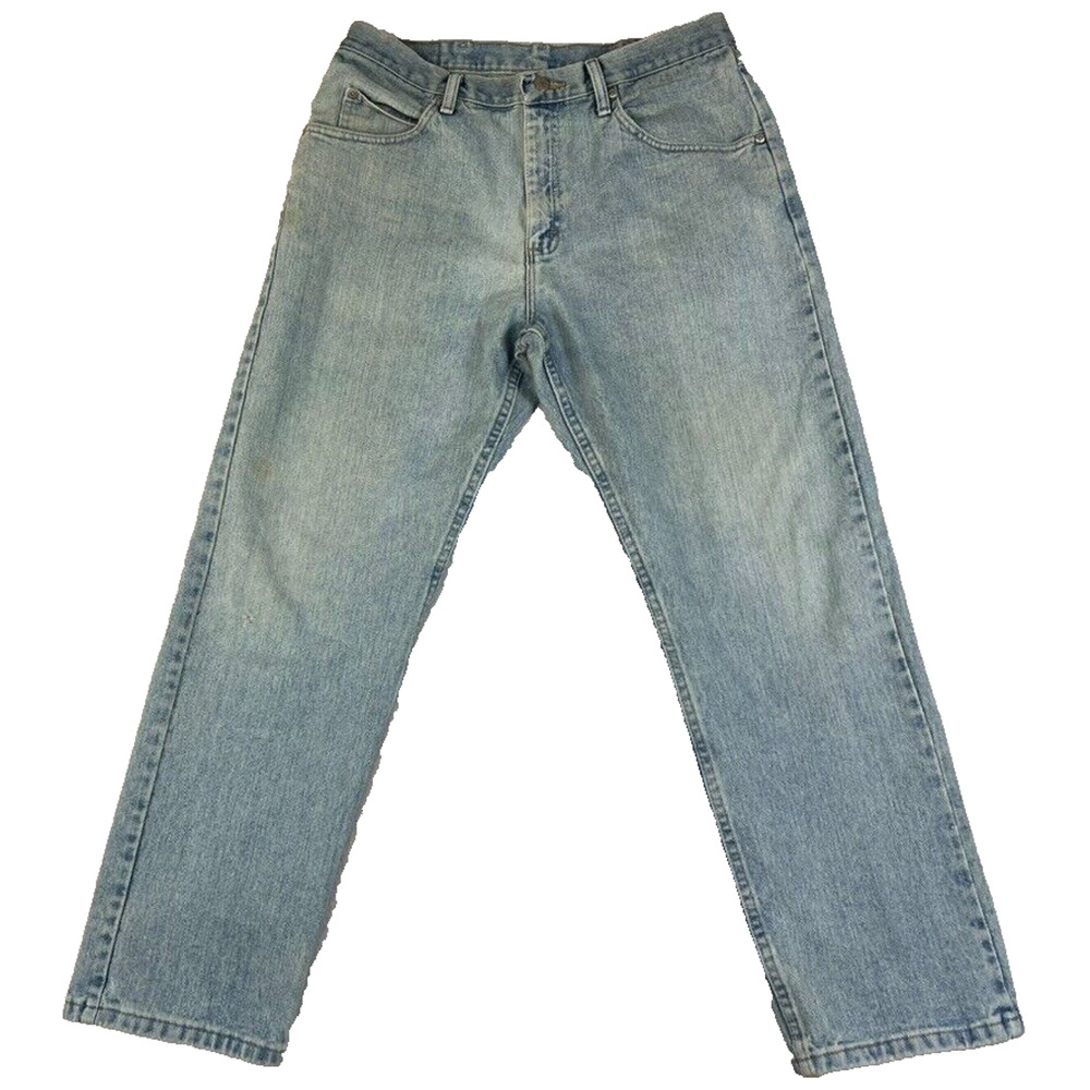Wrangler Jeans Mens 34x30 Straight Leg Denim Light Wash Vintage Cowboy Western